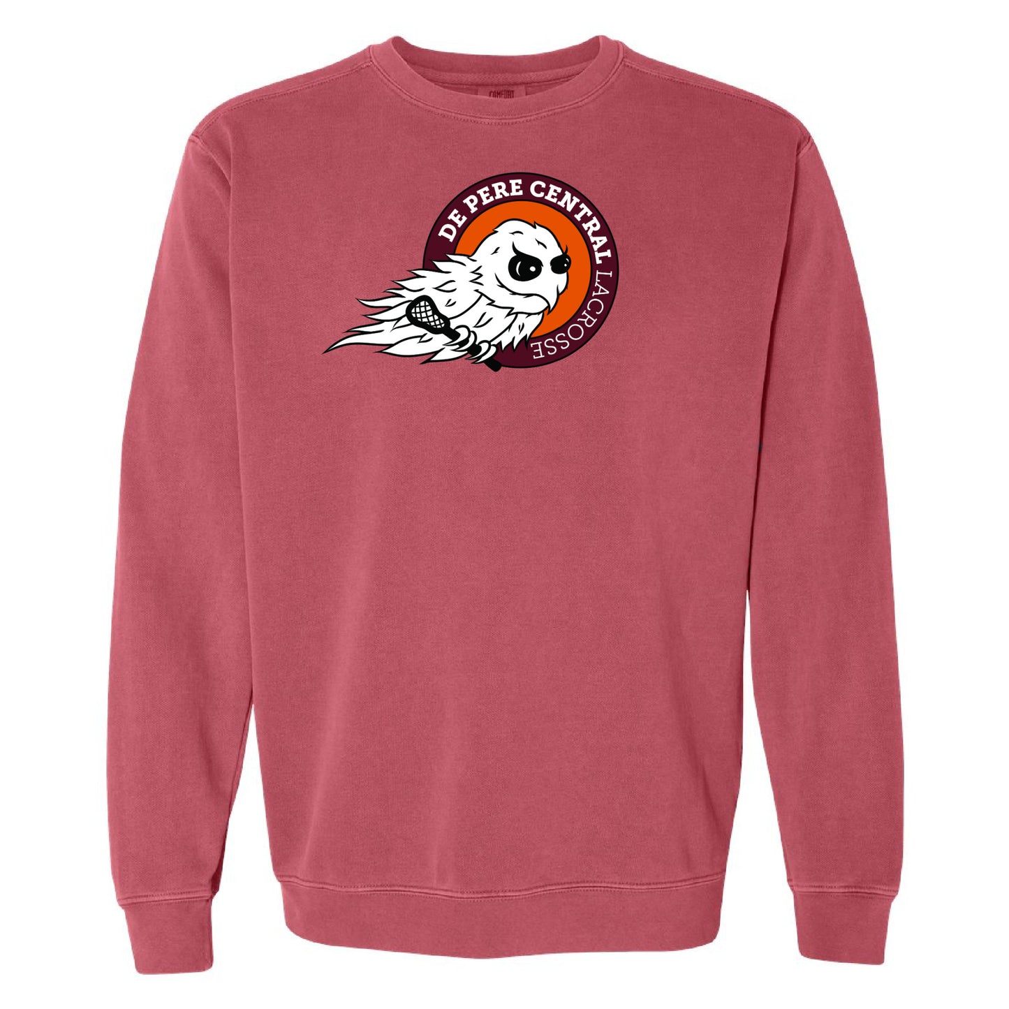 Comfort Colors Ghostbirds Logo Crewneck Sweatshirt | Lacrosse Spiritwear - Crimson