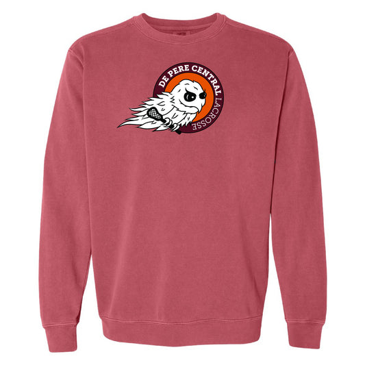 Comfort Colors Ghostbirds Logo Crewneck Sweatshirt | Lacrosse Spiritwear - Crimson