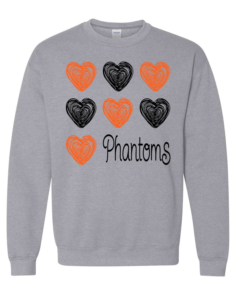 West De Pere Phantoms Merch - Crewneck Sweatshirt- Doodle Hearts