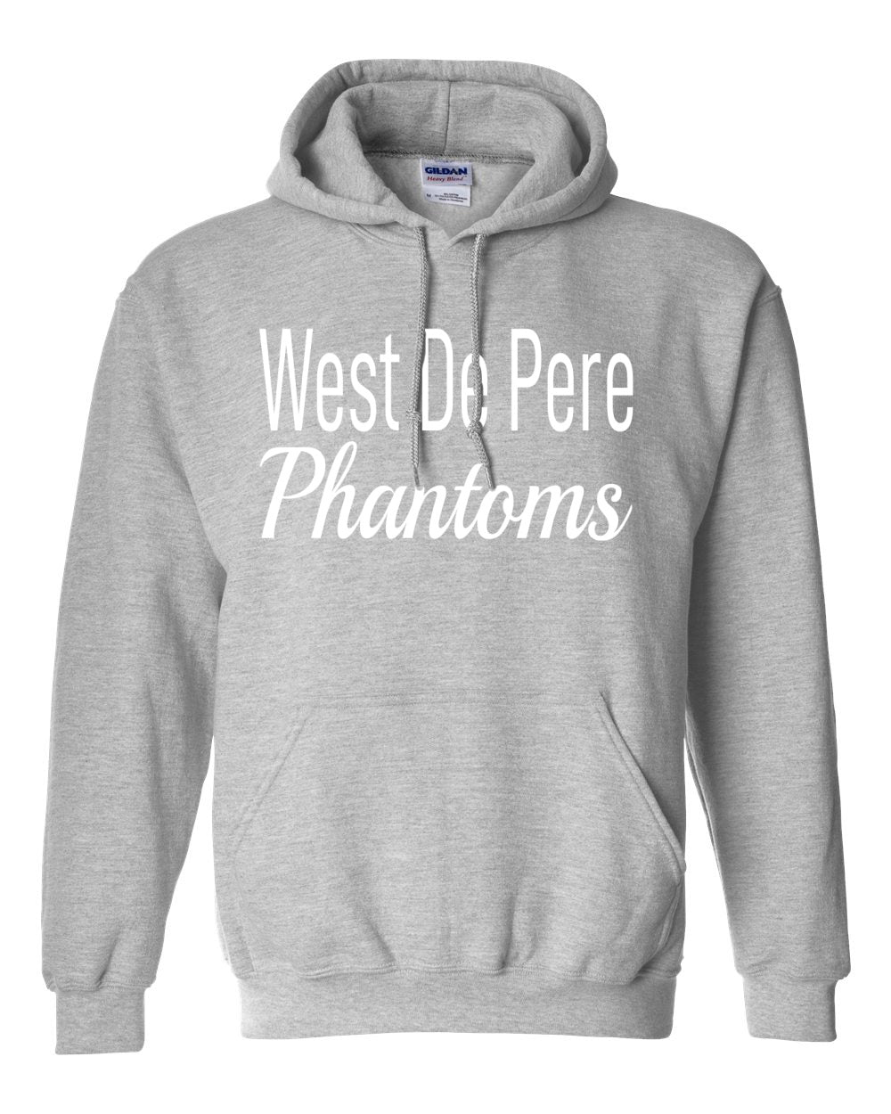 West De Pere Phantoms Merch - Tees, Long Sleeve Tee, Crewneck or Hoodie - Block & Script