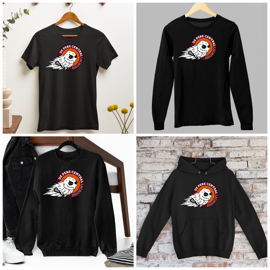 De Pere Ghostbirds Logo - Black Tee, Long Sleeve Tee, Crewneck, or Hoodie