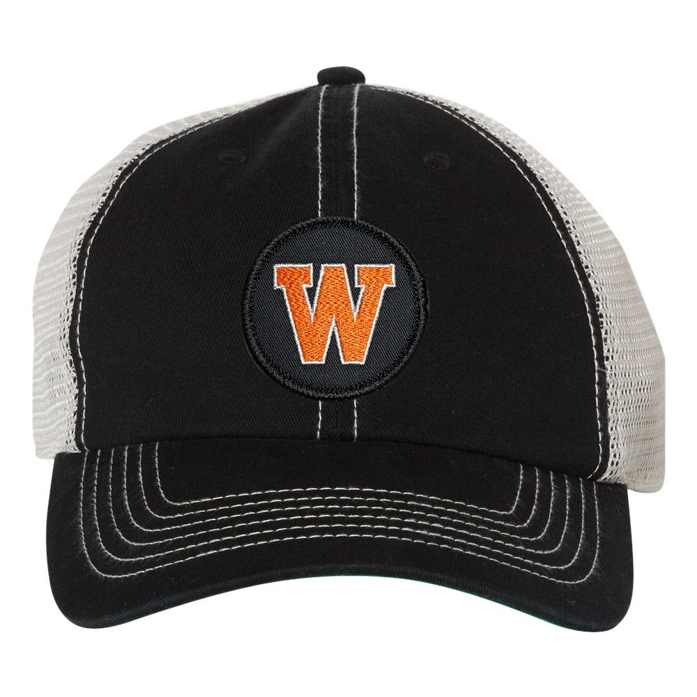 Black Trucker Hat - West De Pere Hat - Logo Patch