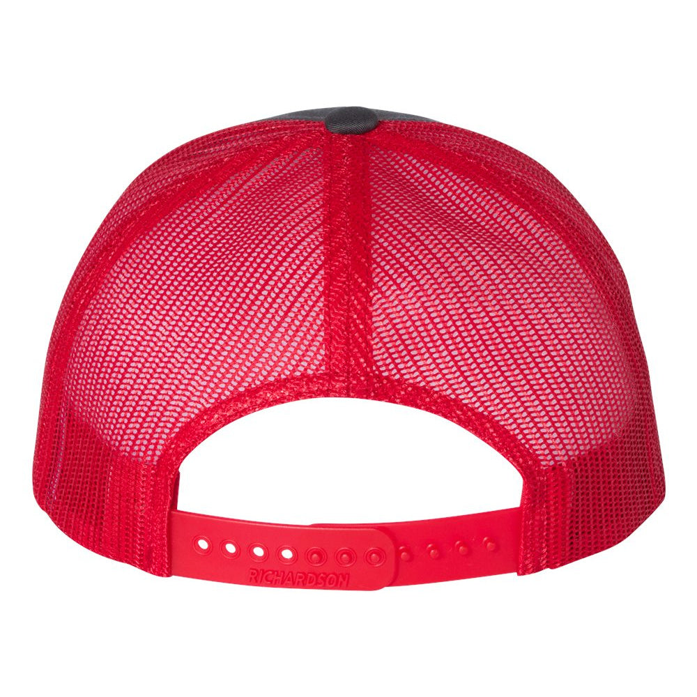 Charcoal and Red Low Profile Trucker Hat - Neenah Rockets Logo
