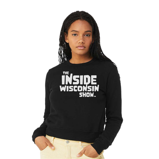 Ladies Crewneck Sweatshirt with The Inside Wisconsin Show Logo - Black