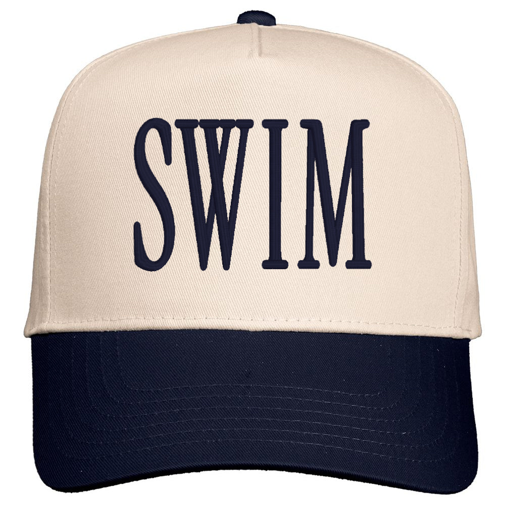 Two Tone Snapback Hat - Navy & Natural - Embroidered SWIM