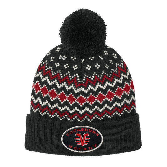 De Pere Voyageurs High School Hockey Winter Pom Hat | Alpine Knit Beanie Oval Patch