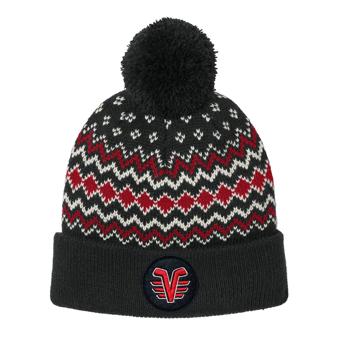 De Pere Voyageurs High School Hockey Winter Pom Hat | Alpine Knit Beanie Round Patch