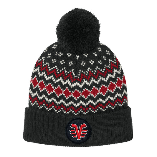 De Pere Voyageurs High School Hockey Winter Pom Hat | Alpine Knit Beanie Round Patch
