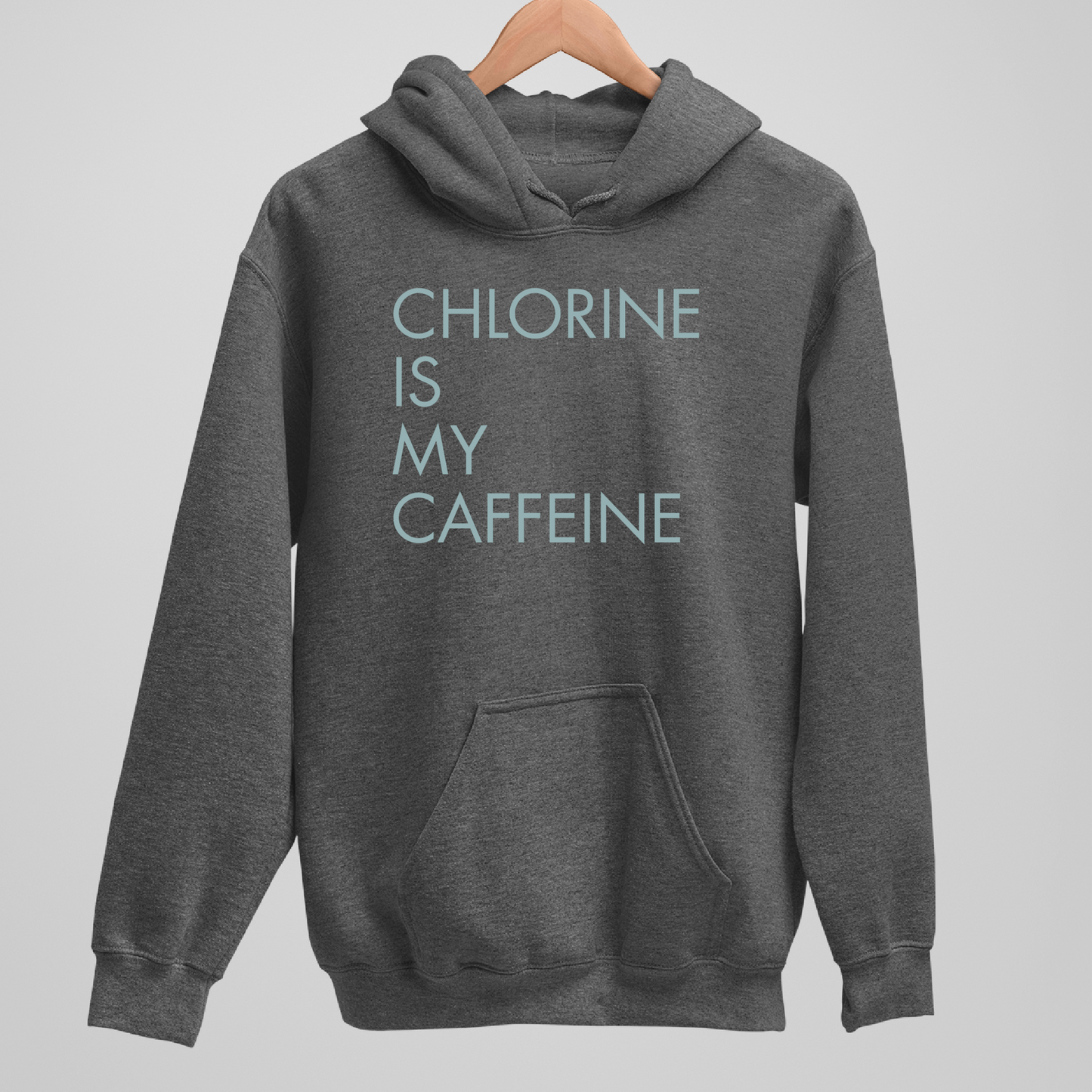Caffeine is my Chlorine Minimalist - Dark Heather Tee, Long Sleeve Tee, Crewneck, or Hoodie