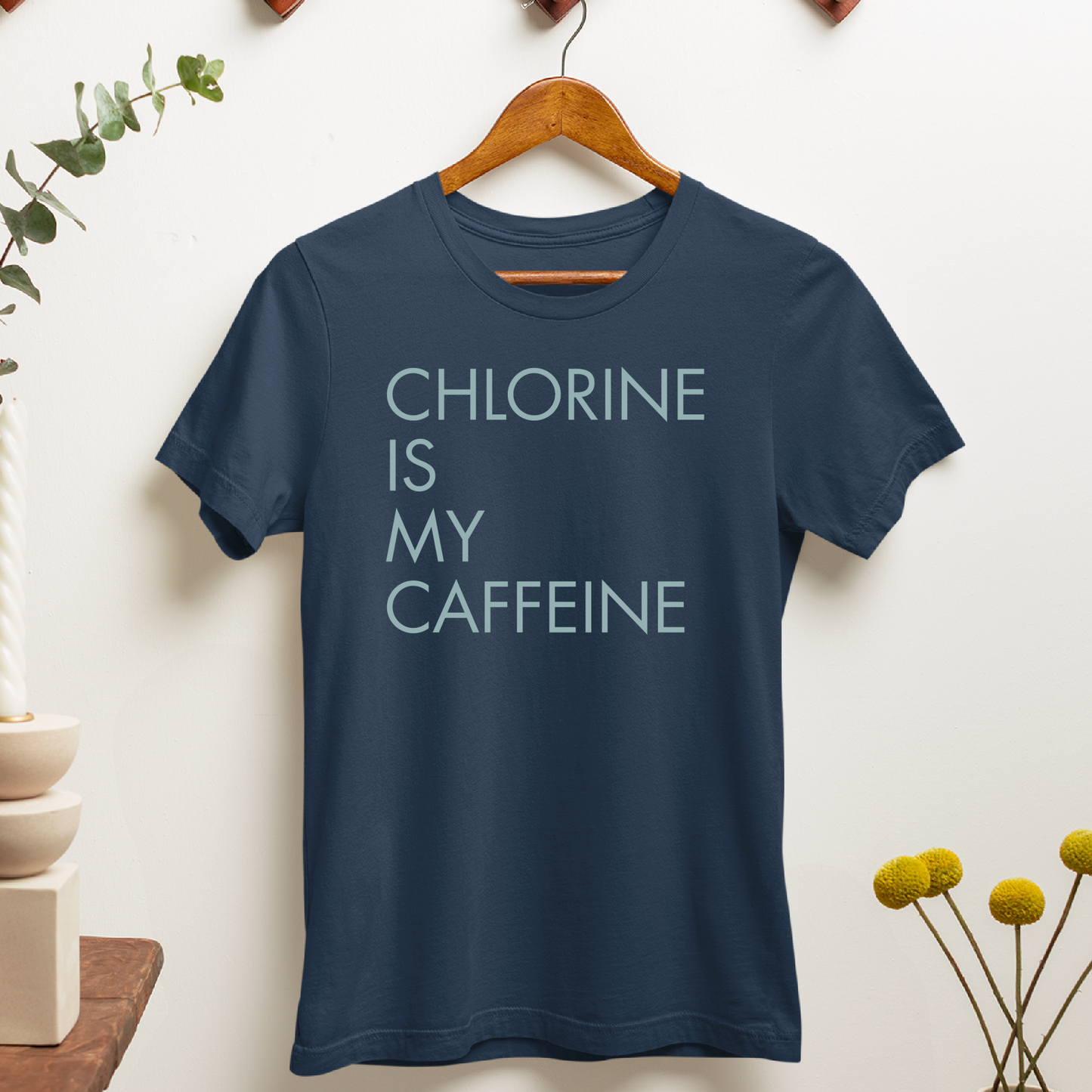Caffeine is my Chlorine Minimalist -Navy Tee, Long Sleeve Tee, Crewneck, or Hoodie