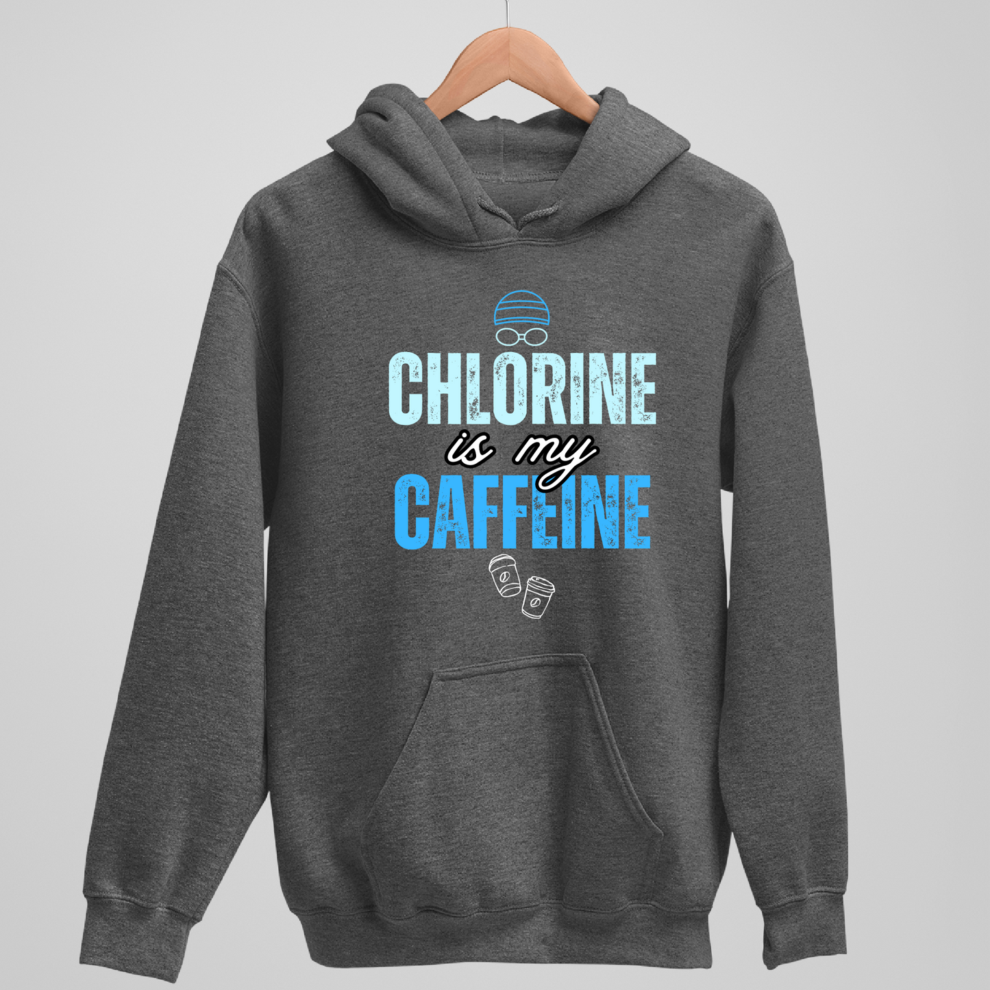 Chlorine is my Caffeine Graphic - Dark Heather Tee, Long Sleeve Tee, Crewneck, or Hoodie