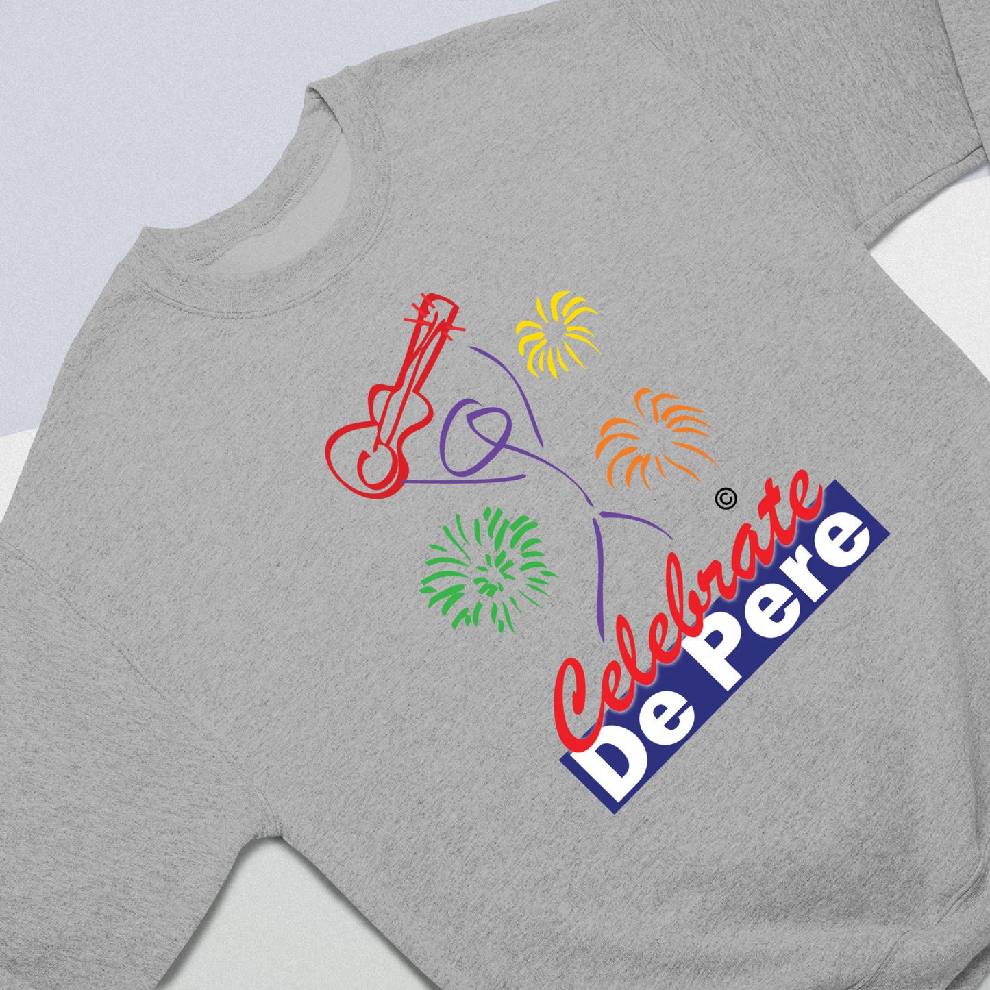 Celebrate De Pere- Athletic Gray Tee, Crewneck, or Hoodie