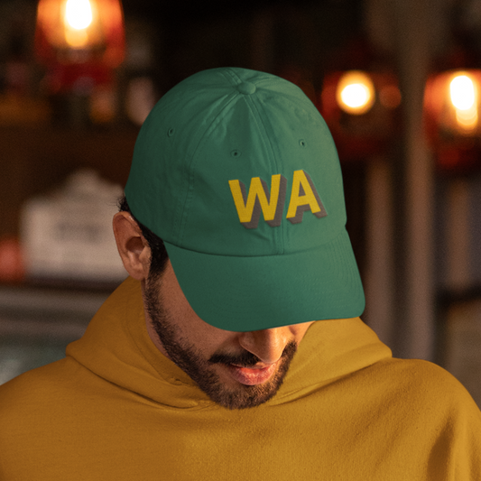 Forest Green Dad Hat - Gold & Slate Gray Shadow Block Lettering
