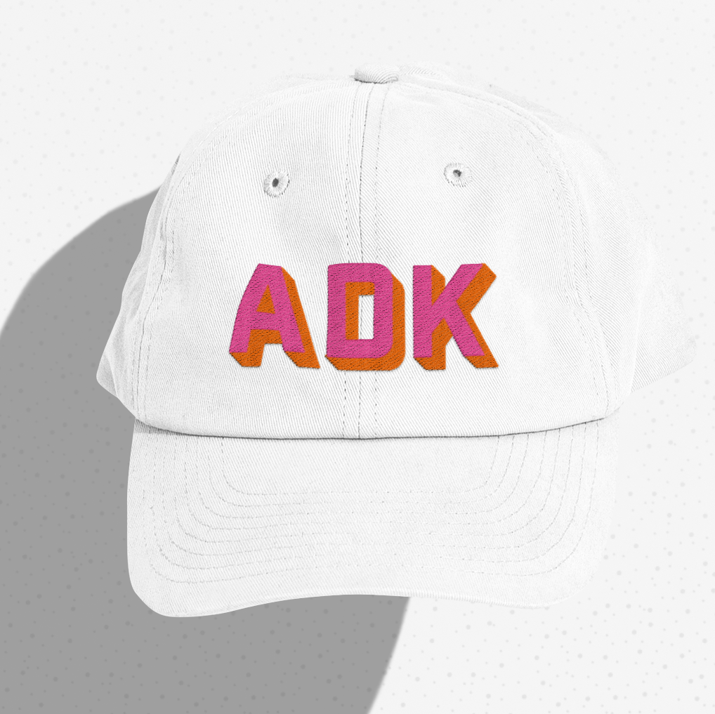 Navy Dad Hat with Hot Pink & Orange Custom Shadow Block Lettering