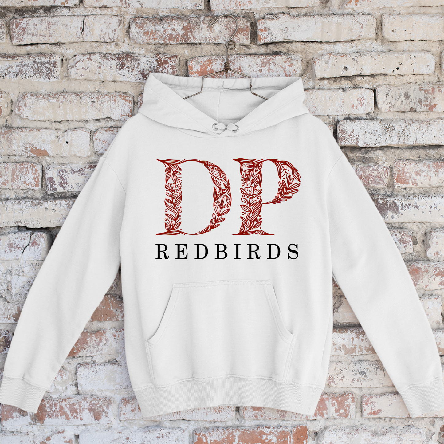 De Pere Redbirds Floral Design - White Tee, Crewneck or Hoodie