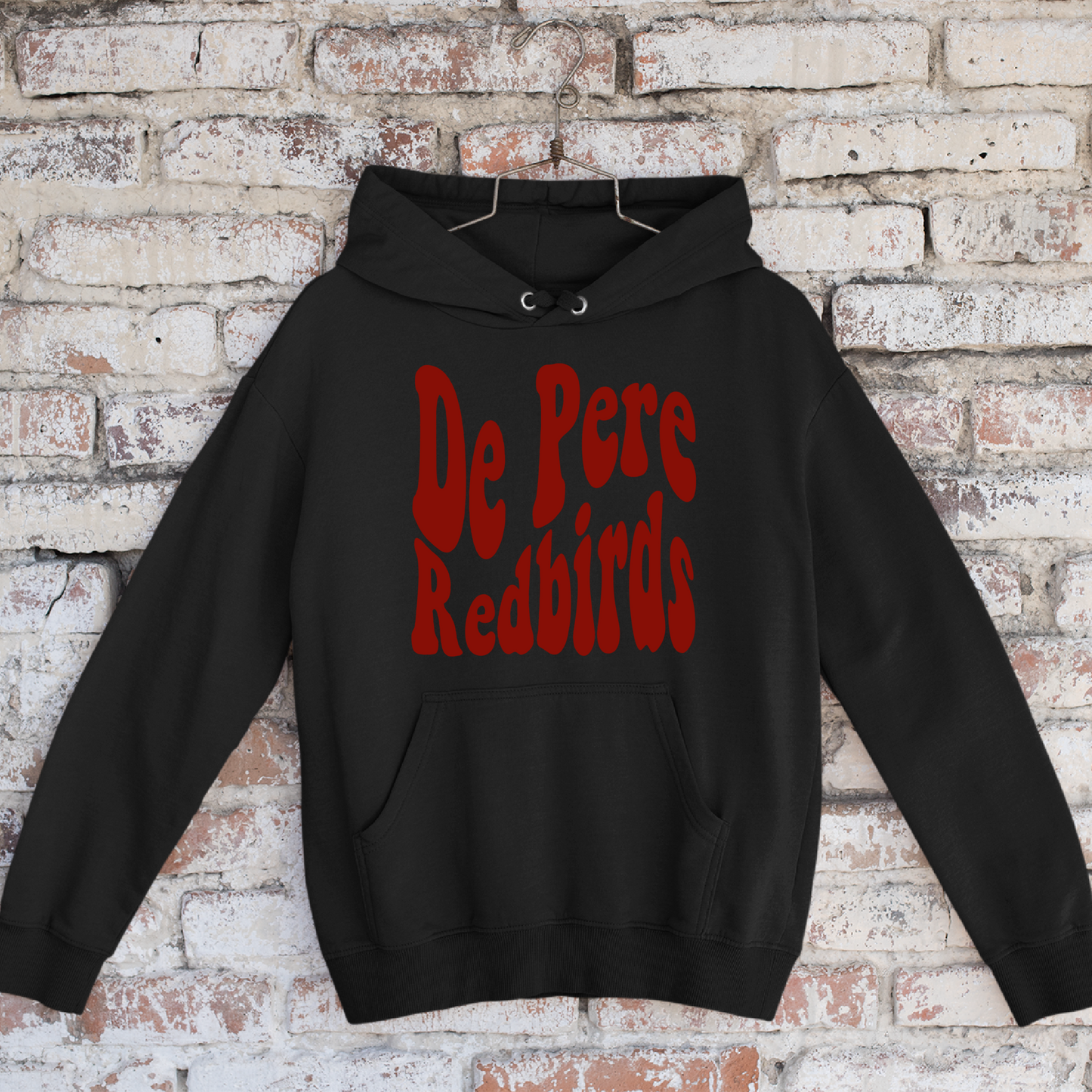 De Pere Redbirds Retro Design - Black Tee, Crewneck, or Hoodie