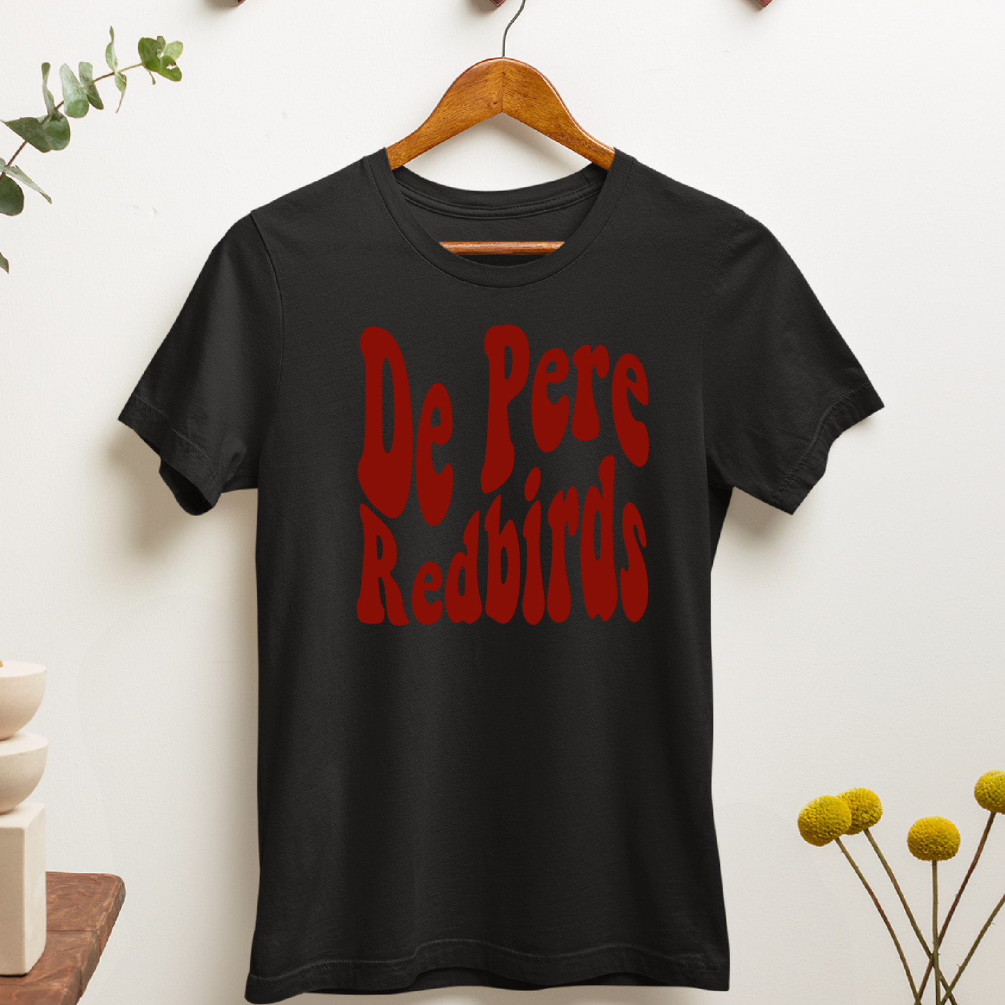 De Pere Redbirds Retro Design - Black Tee, Crewneck, or Hoodie