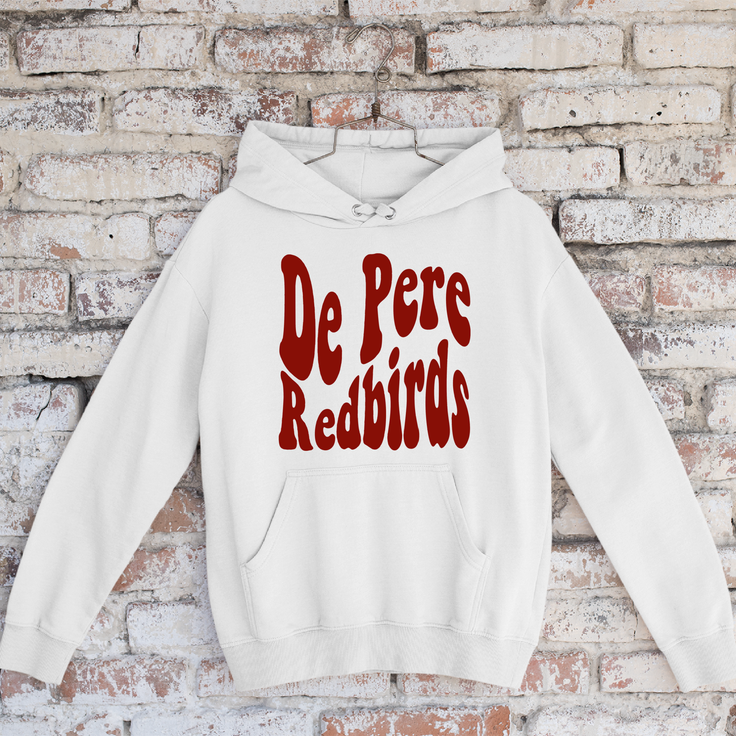 De Pere Redbirds Retro Design - White Tee, Crewneck, or Hoodie