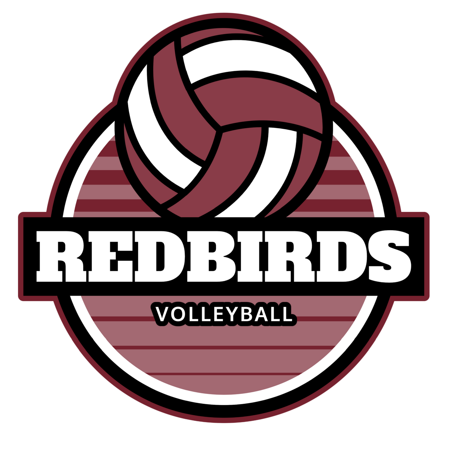 De Pere Redbirds Volleyball Design - White Tee, Crewneck, or Hoodie