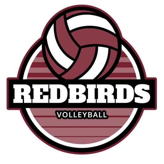 De Pere Redbirds Volleyball Design - White Tee, Crewneck, or Hoodie