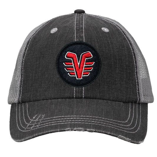 De Pere Voyageurs Hockey Distressed Trucker Hat - Round Patch Low-Profile