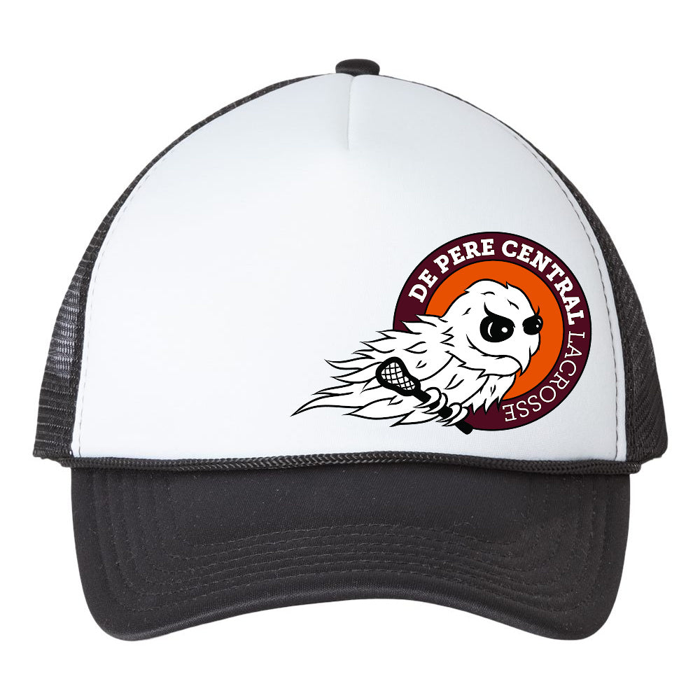 De Pere Central Lacrosse Ghostbirds Foam Trucker Hat - Logo