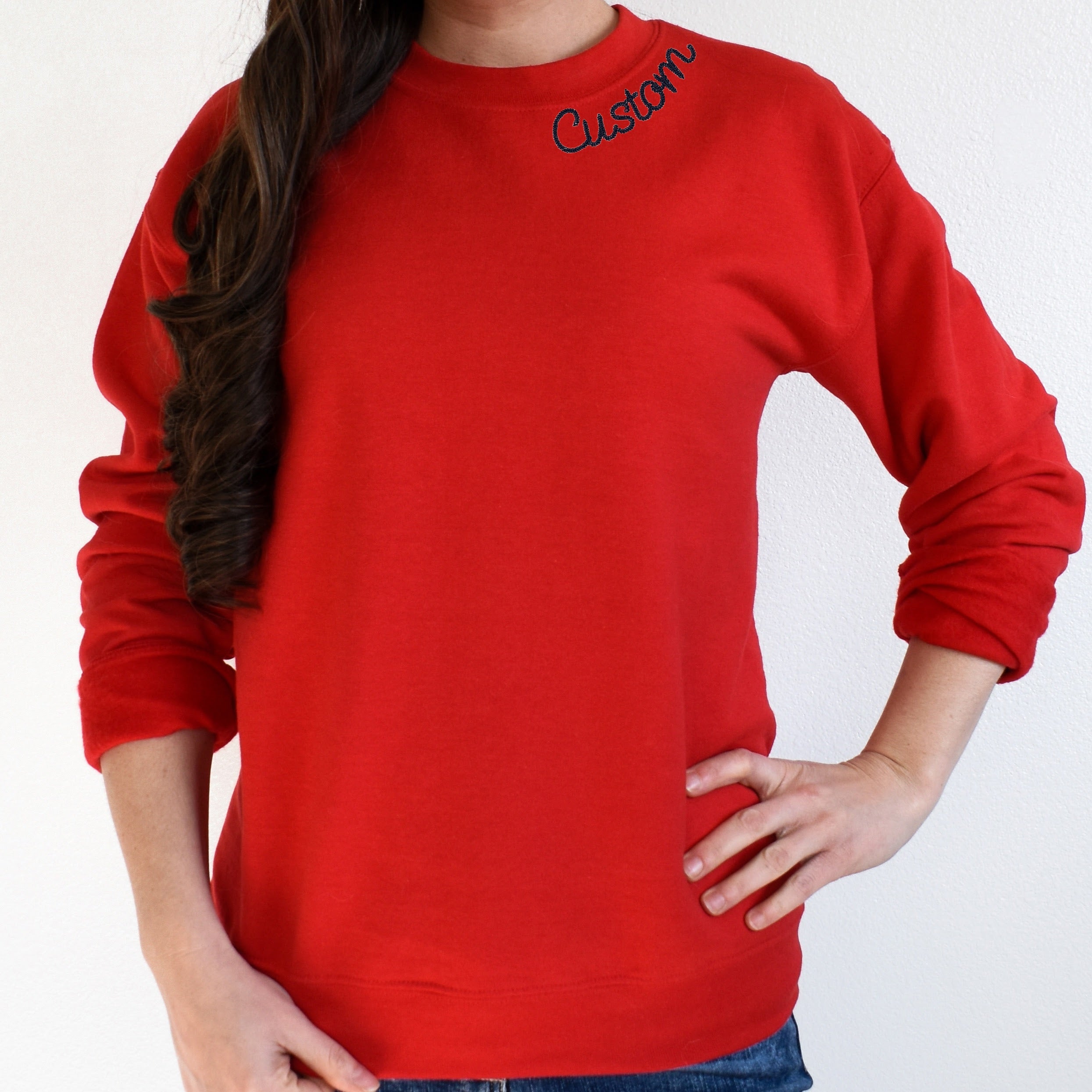 CUSTOM Embroidered Crewneck/ Vintage Embroidered Logo Crew/ Personalized outlet Embroidered Sweatshirt