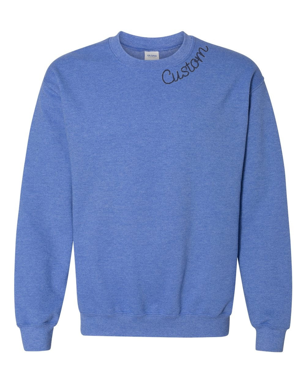 Heather Royal Blue Custom Embroidered Crewneck Sweatshirt