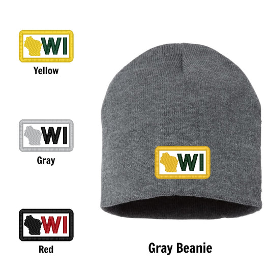 Mini Patched Beanie - Pick your State - Gray Winter Hat