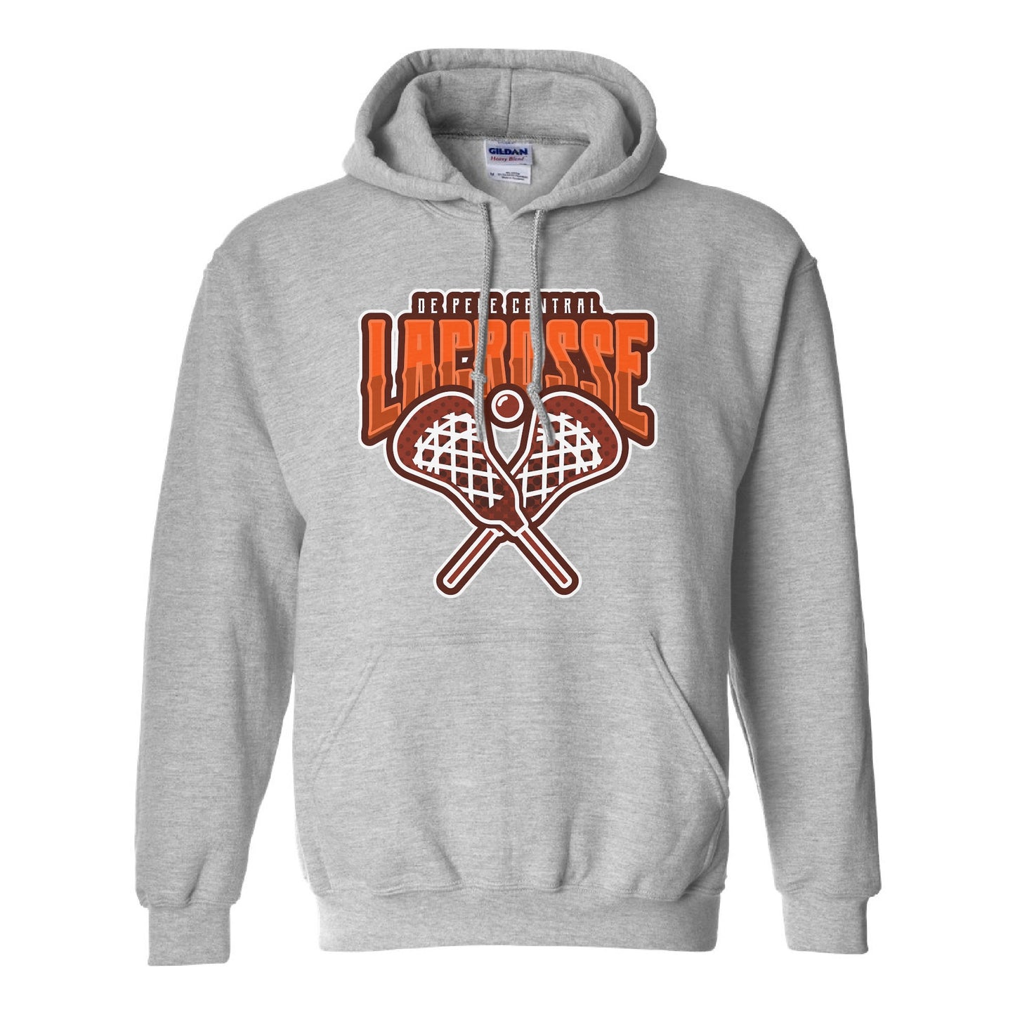 De Pere Central Lacrosse - Ash Gray Hoodie Sweatshirt - Ghostbirds Sporty