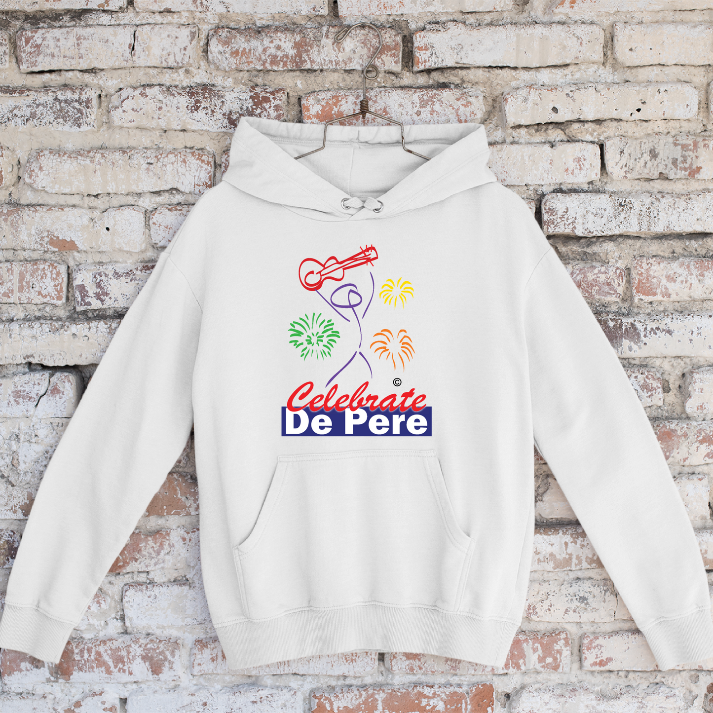 Celebrate De Pere- White Tee, Crewneck, or Hoodie