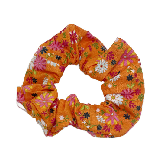 Hair Scrunchie | Bright Orange Vintage Floral