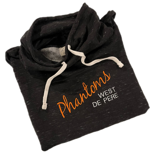 Clearance  - Scuba Neck West De Pere Phantoms Black Cowl Sweatshirt | Women's fit