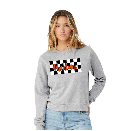 Ladies Gray Sweatshirt - West De Pere Phantoms Checkered Design