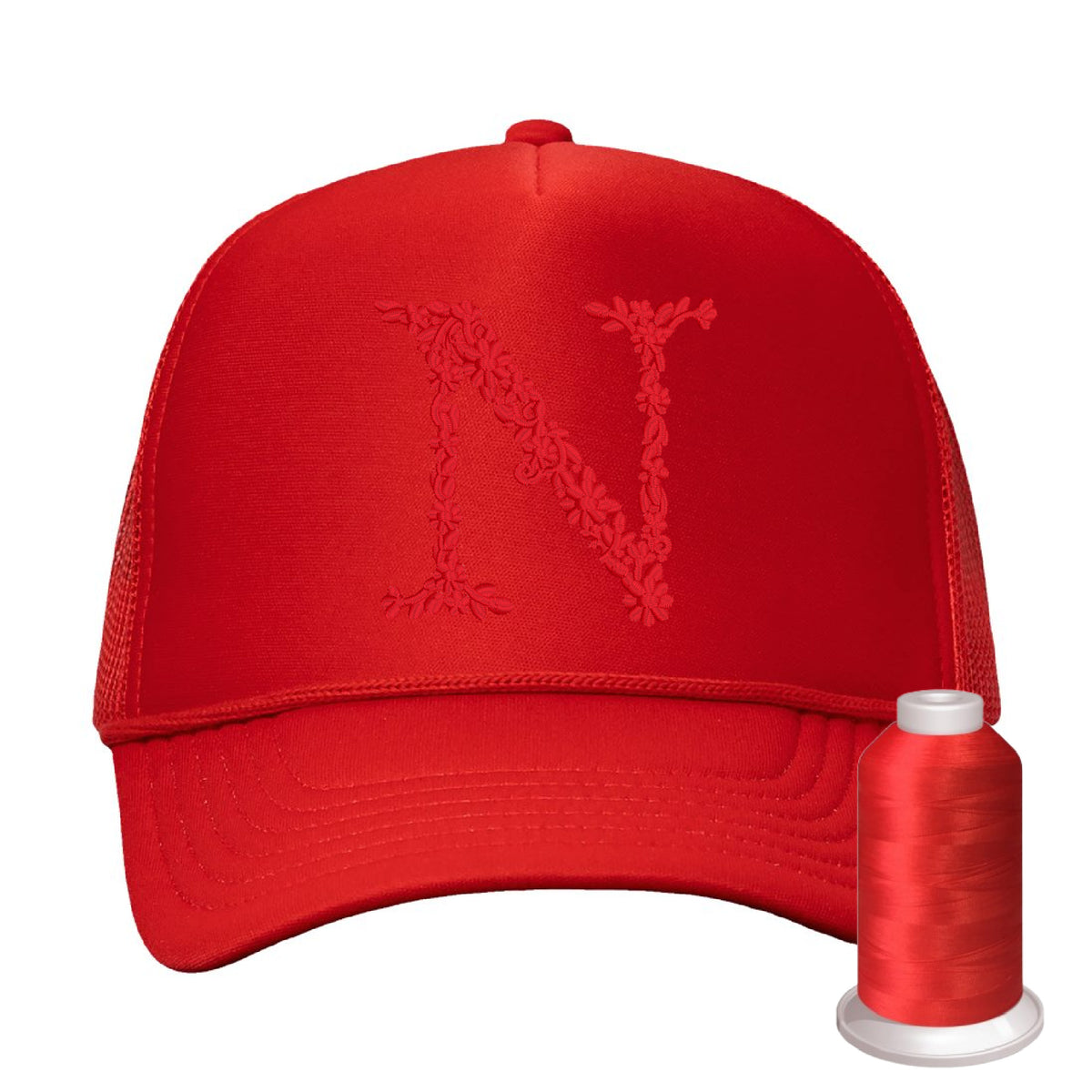 Adjustable Foam Trucker Hat with Mesh Backing - Embroidered Letter Print foam-trucker-hat-navy-one-size  main image 3