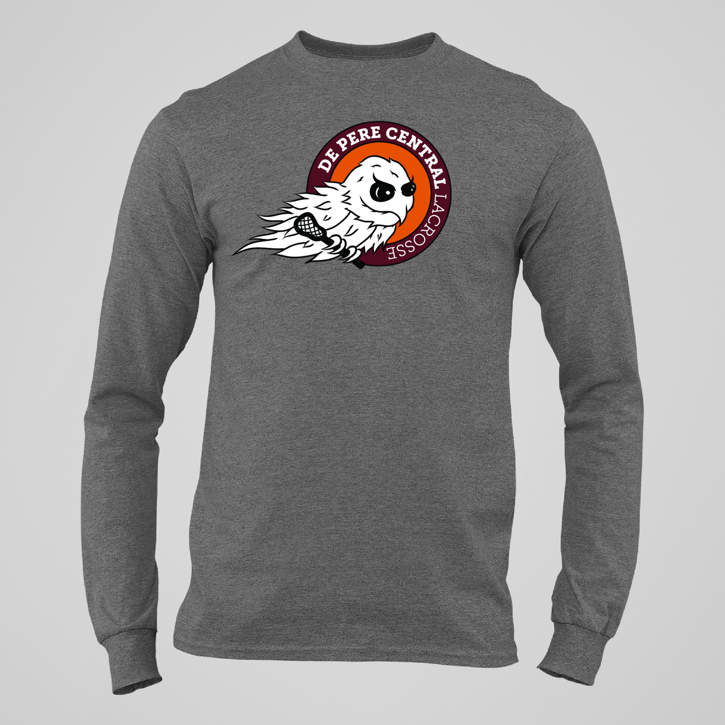 De Pere Ghostbirds Logo - Dark Heather Tee, Long Sleeve Tee, Crewneck, or Hoodie