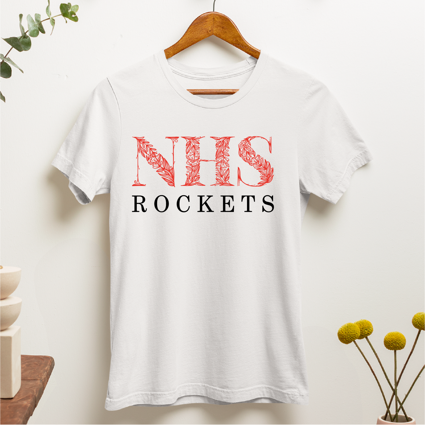 Neenah Rockets Floral - White Tee, Crewneck, or Hoodie