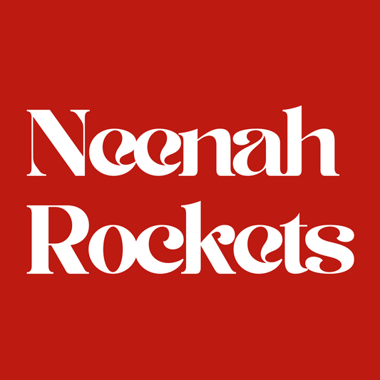 White Neenah Rockets Retro - Red Tee, Crewneck, or Hoodie