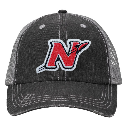 Distressed Trucker Hat - Neenah Rockets Patch