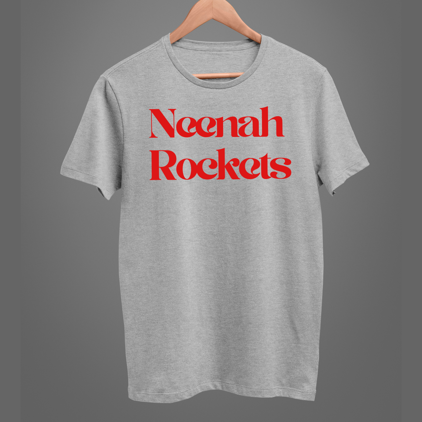 Neenah Rockets Red Retro - Sport Gray Tee, Crewneck, or Hoodie