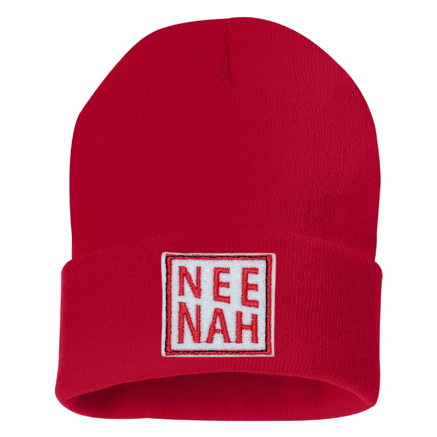 Red Beanie - Neenah Square Patch