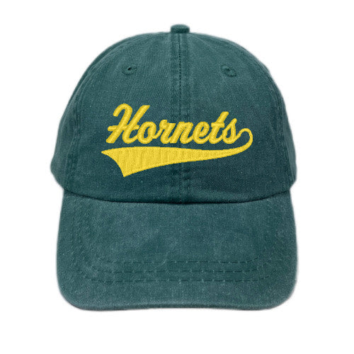 Green Dad Hat - Hornets in Athletic Script