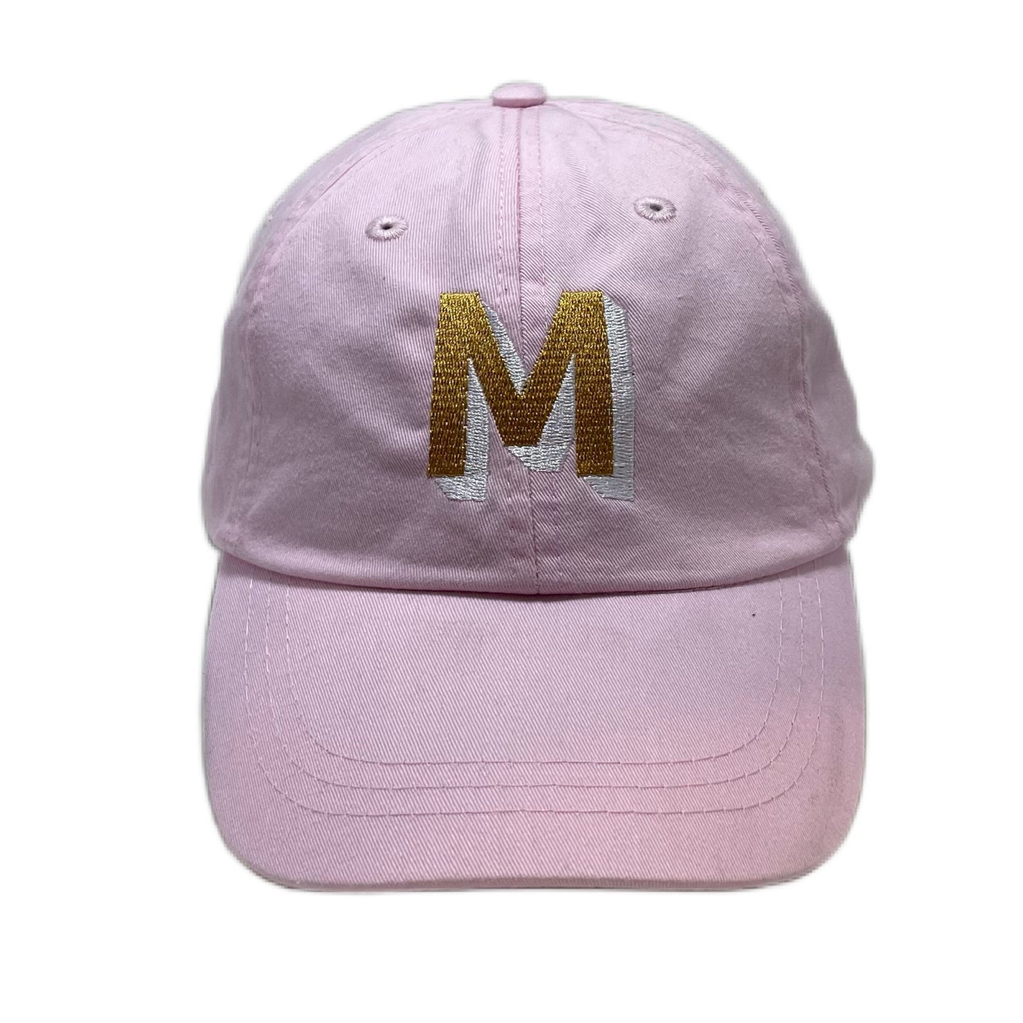 White Dad Hat with Bold Hot Pink and Orange Custom Shadow Block Lettering