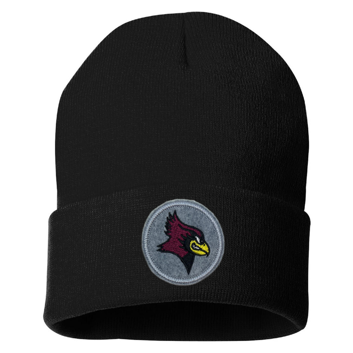 De Pere Cuffed Beanie - Black with Gray Redbird Patch