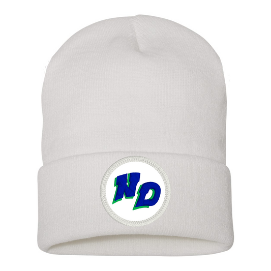 Notre Dame Academy Cuffed Beanie - White with ND Logo Patch