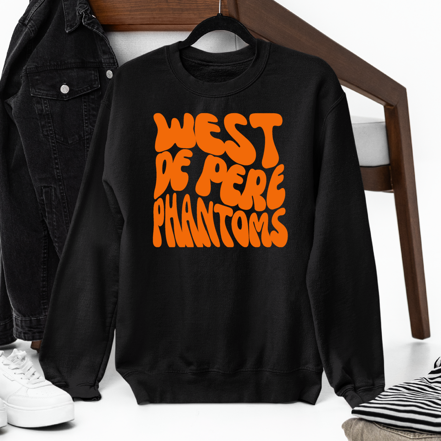 West De Pere Phantoms Retro - Black Tee, Crewneck, or Hoodie