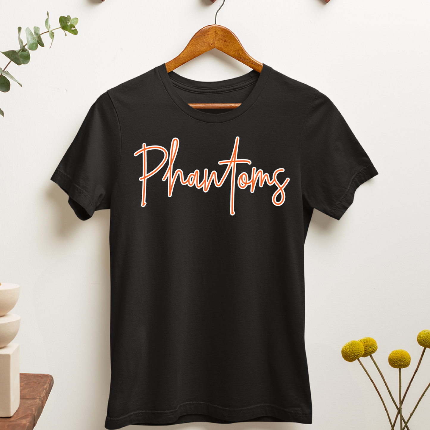 West De Pere Phantoms Script - Black Tee, Crewneck, or Hoodie