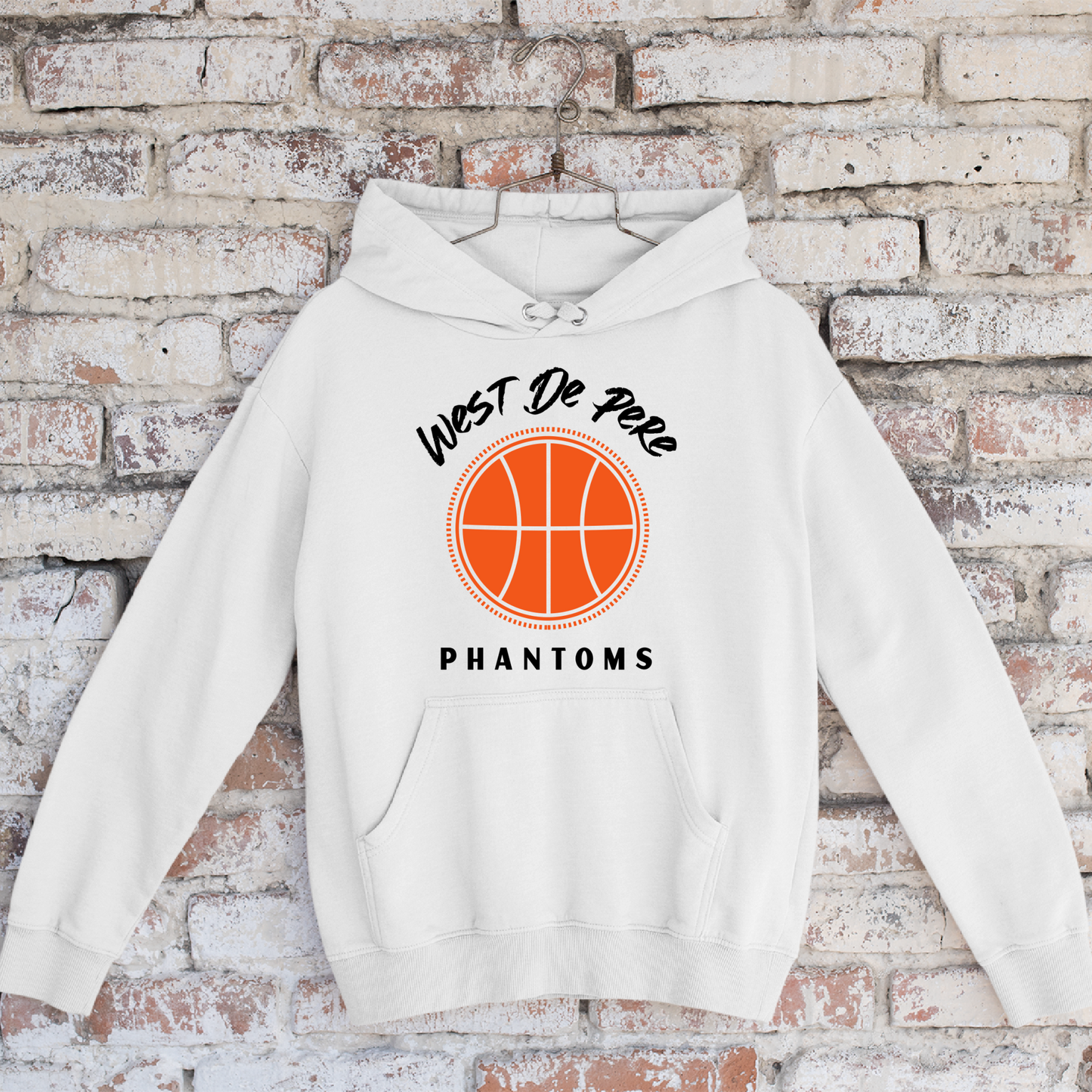 West De Pere Phantoms Basketball Graphic Design - White Tee, Crewneck, or Hoodie
