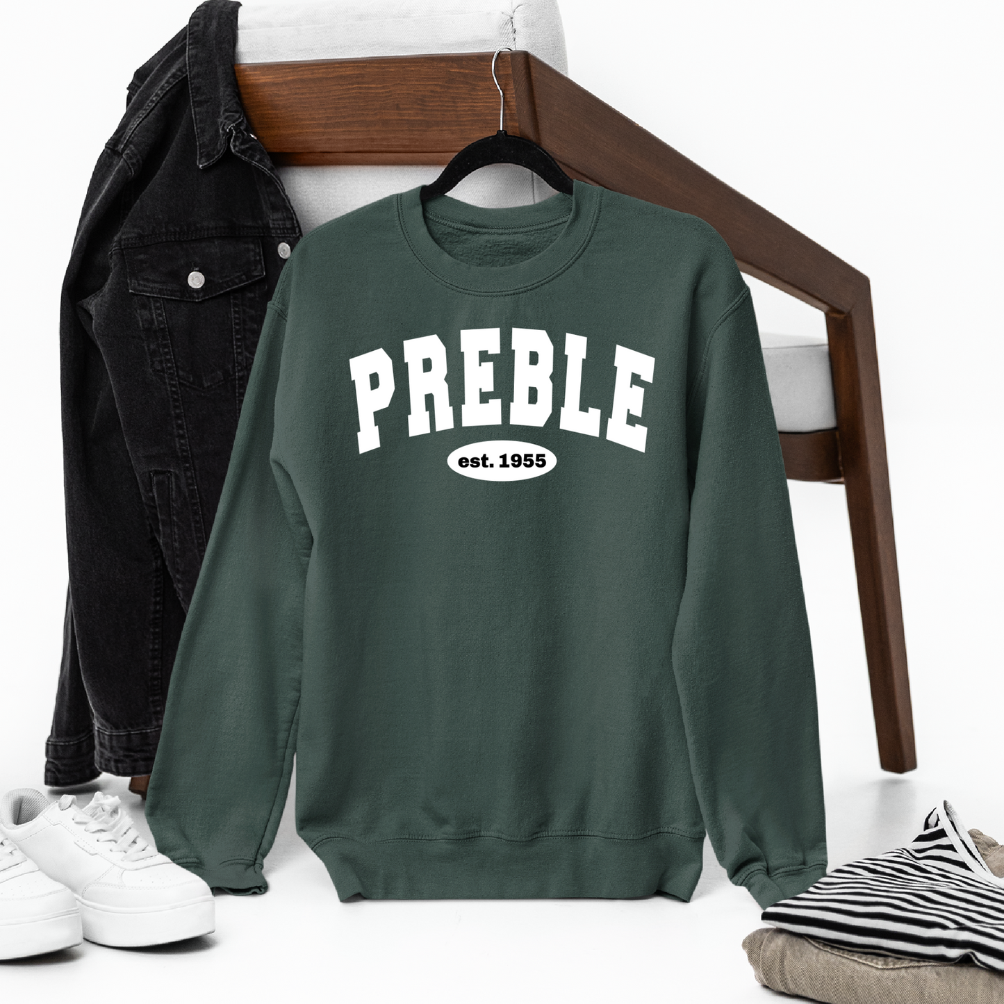 Green Bay Preble Hornets Varsity - Forest Green Tee, Crewneck, or Hoodie