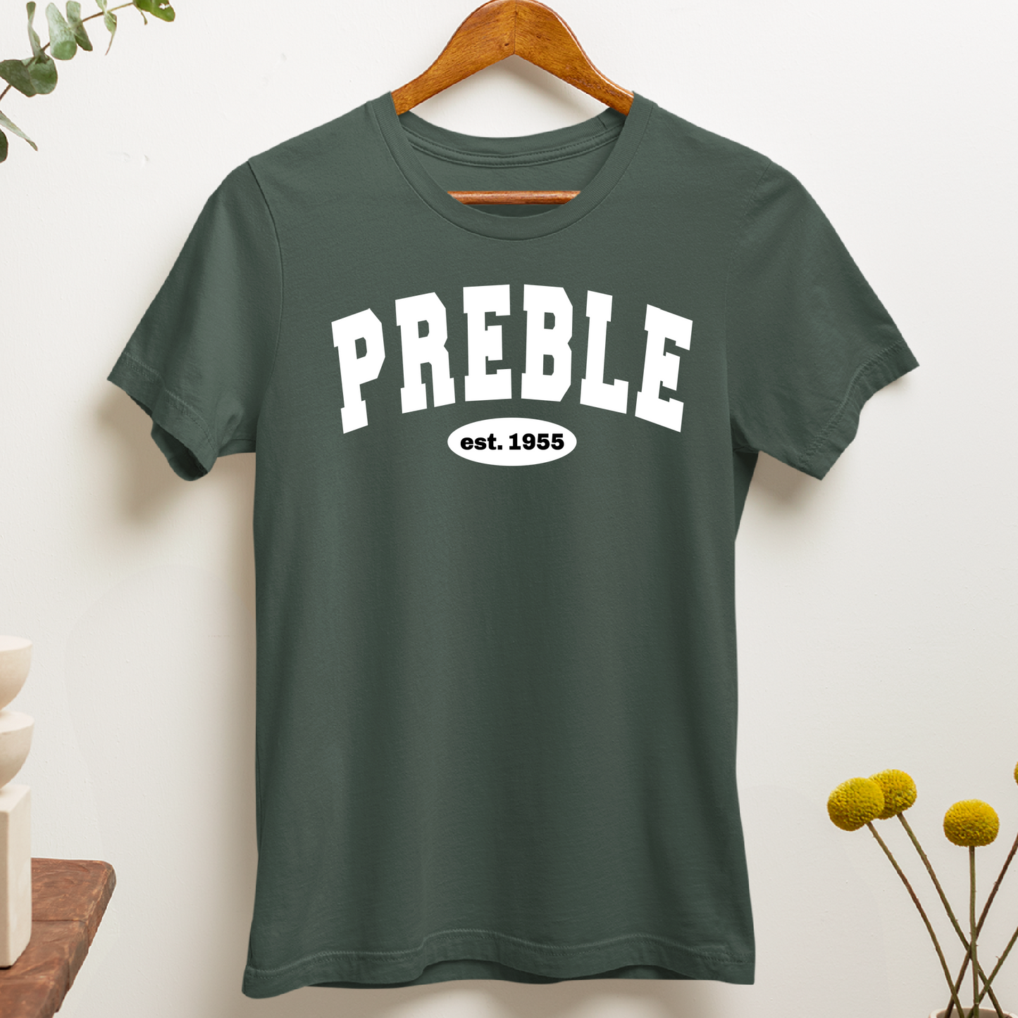 Green Bay Preble Hornets Varsity - Forest Green Tee, Crewneck, or Hoodie
